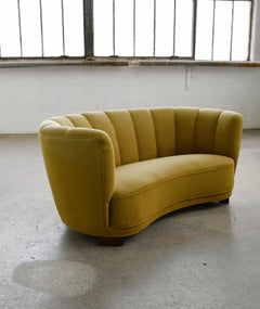 Curved "Banana" Loveseat or Small Sofa, Denmark 1940'S