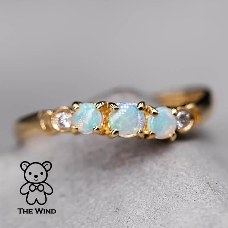 Curved Band Australian Solid Round Opal Diamond Band 14K Yellow Gold.

Free Domestic USPS First Class Shipping!  Free One Year Limited Warranty!  Free Gift Bag or Box with every order!



Opal—the queen of gemstones, is one of the most beautiful and