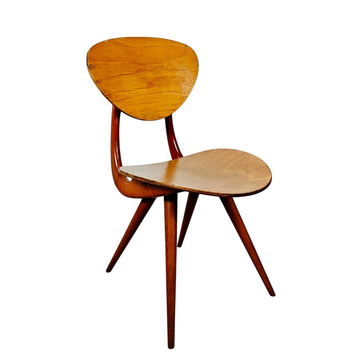 Mid-Century Modern Curved beech chair by Stella – France 1950 For Sale