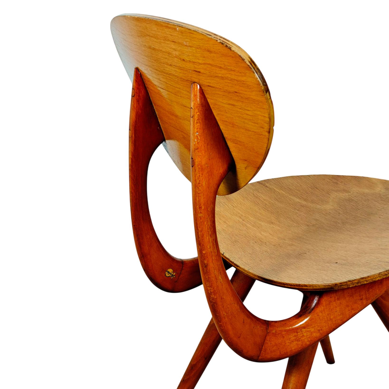 Mid-20th Century Curved beech chair by Stella – France 1950 For Sale