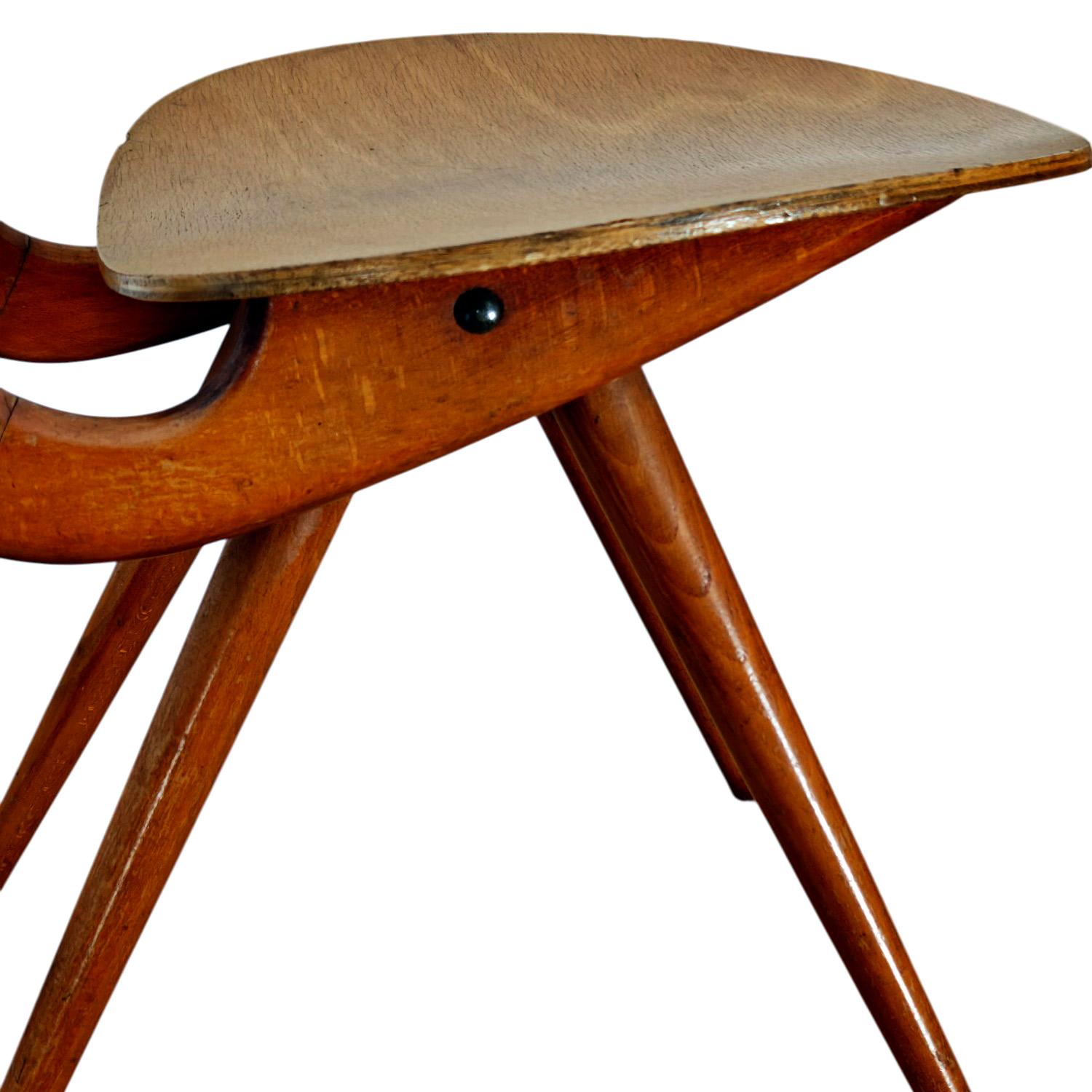 Beech Curved beech chair by Stella – France 1950 For Sale