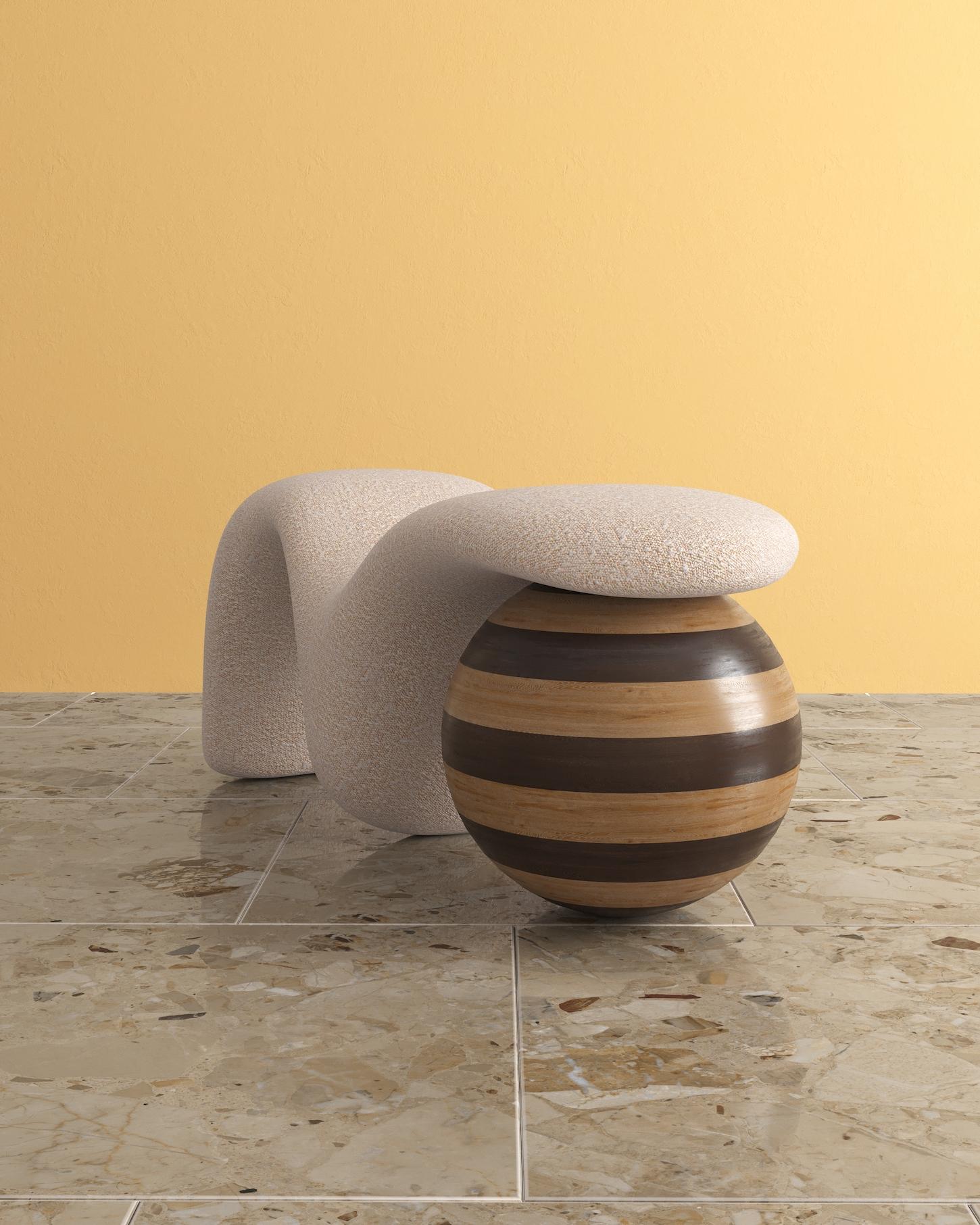 Curved Bench with Oakwood Leg In New Condition For Sale In BONDI BEACH, NSW