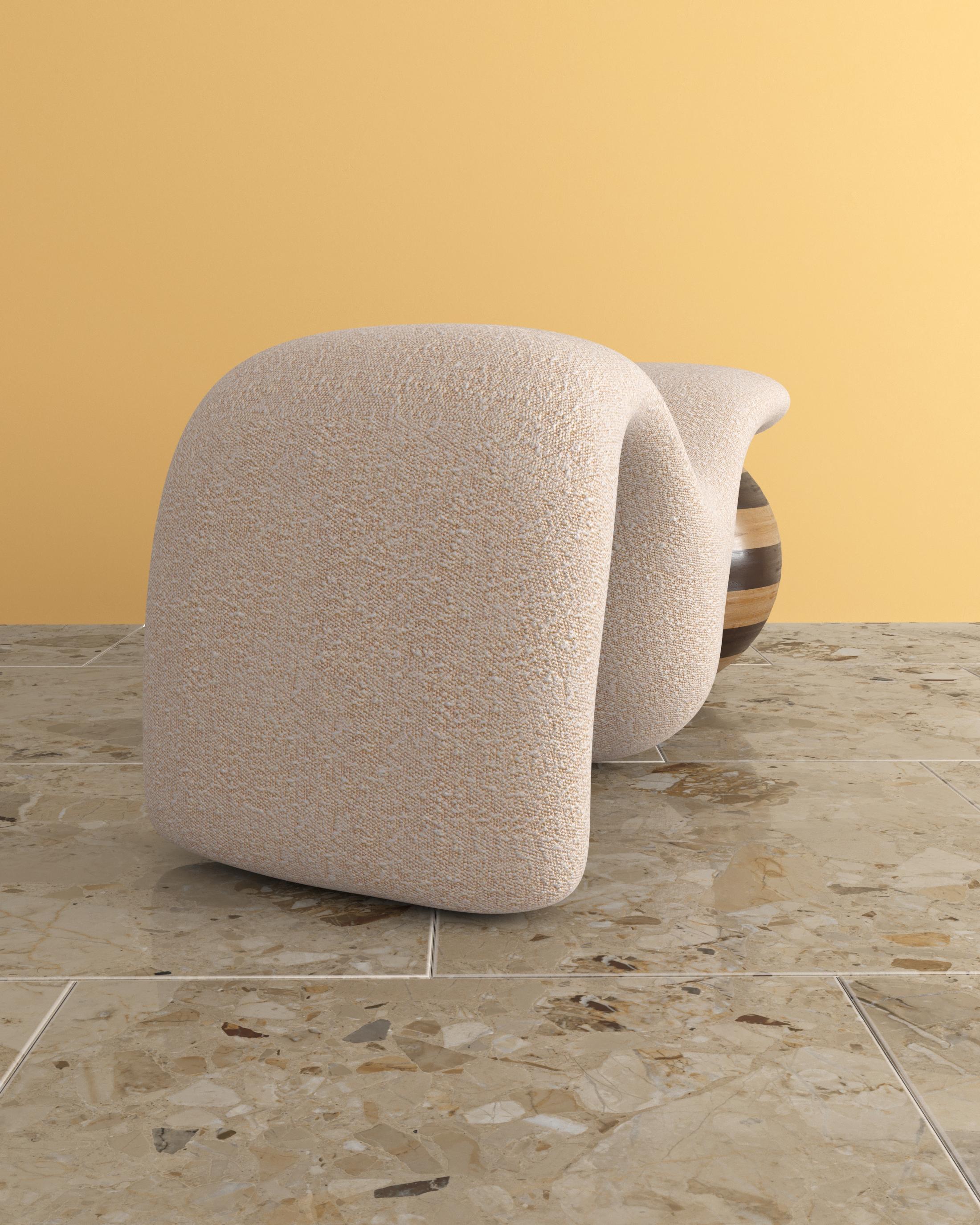 Contemporary Curved Bench with Oakwood Leg For Sale