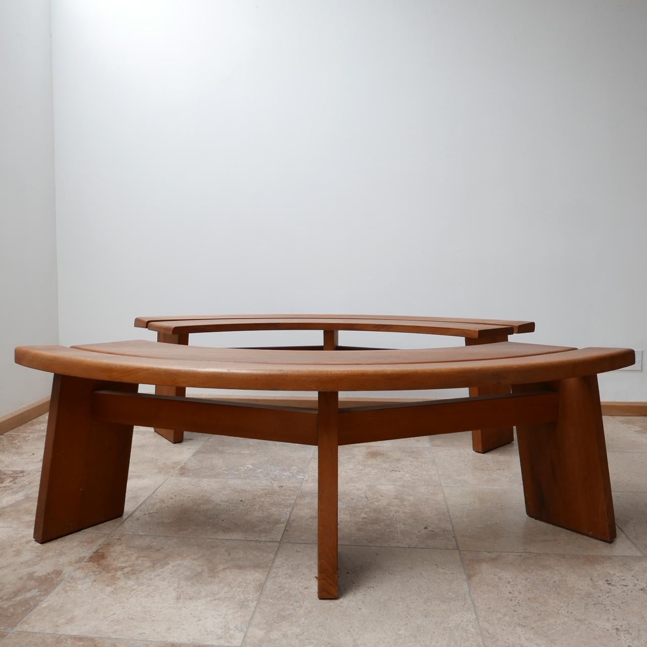 Wood Curved Benches by Pierre Chapo