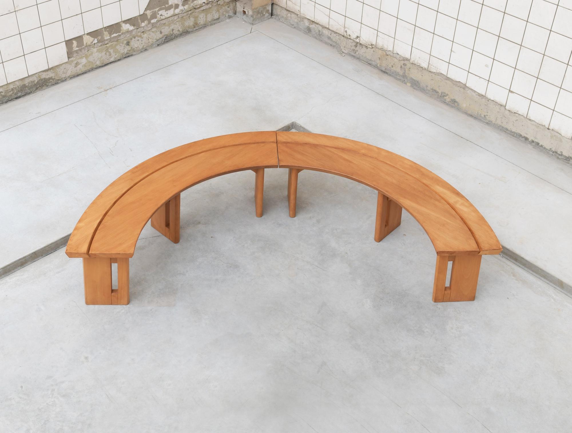 Mid-Century Modern Curved Benches, Pierre Chapo, Maison Regain