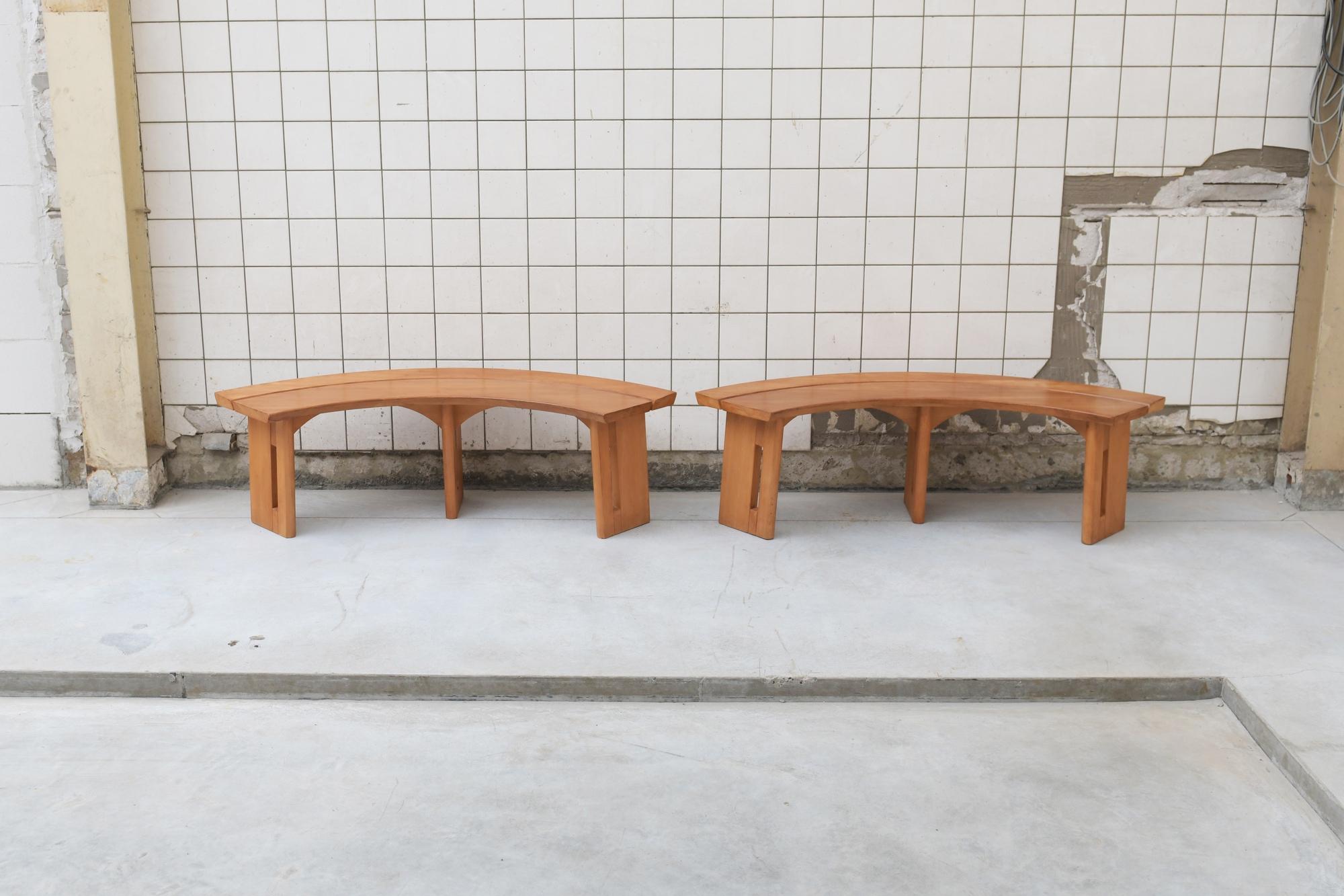French Curved Benches, Pierre Chapo, Maison Regain