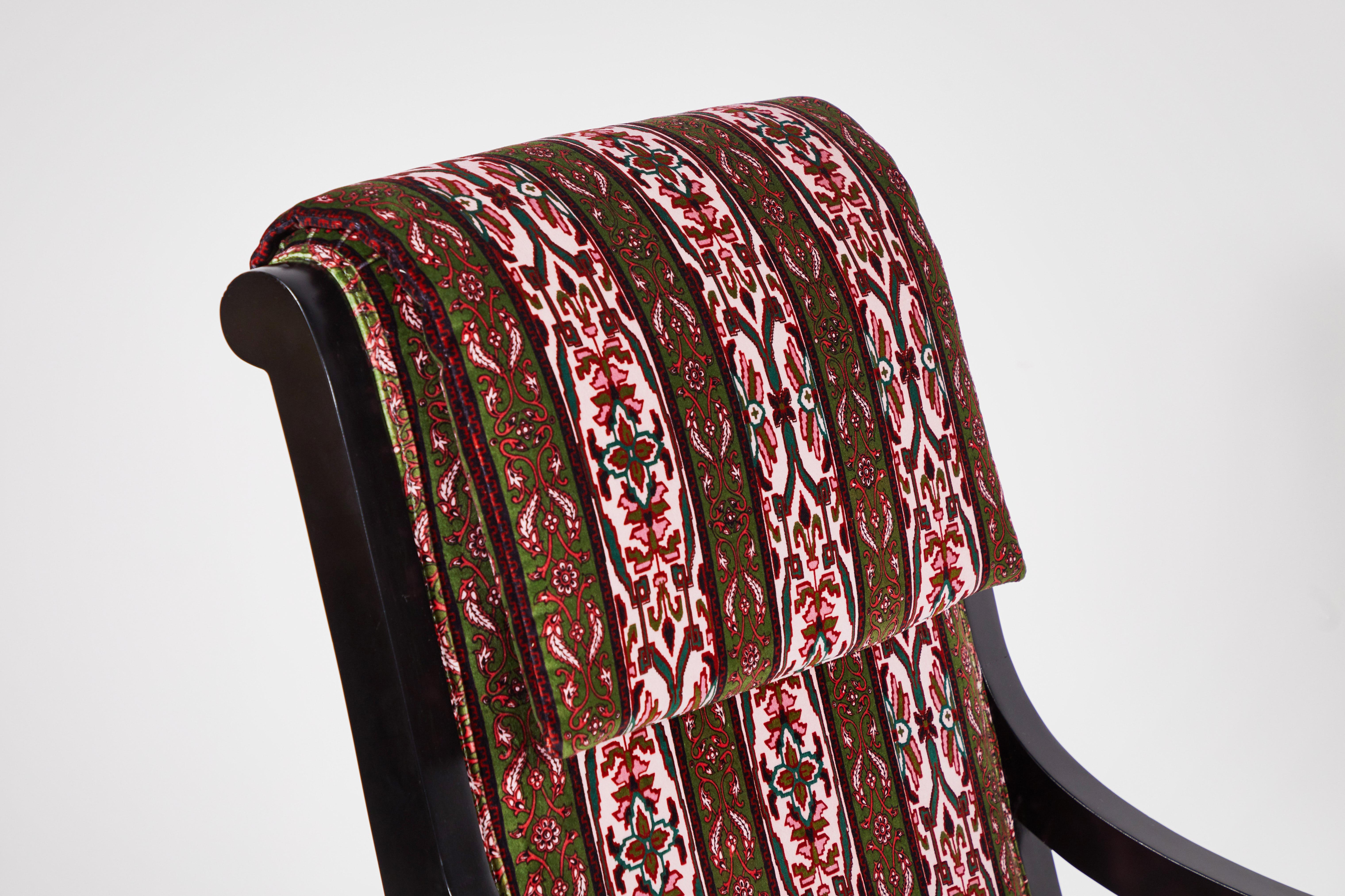 Curved Black Framed Tall Arm Chair Upholstered in House of Hackney Velvet Fabric 3