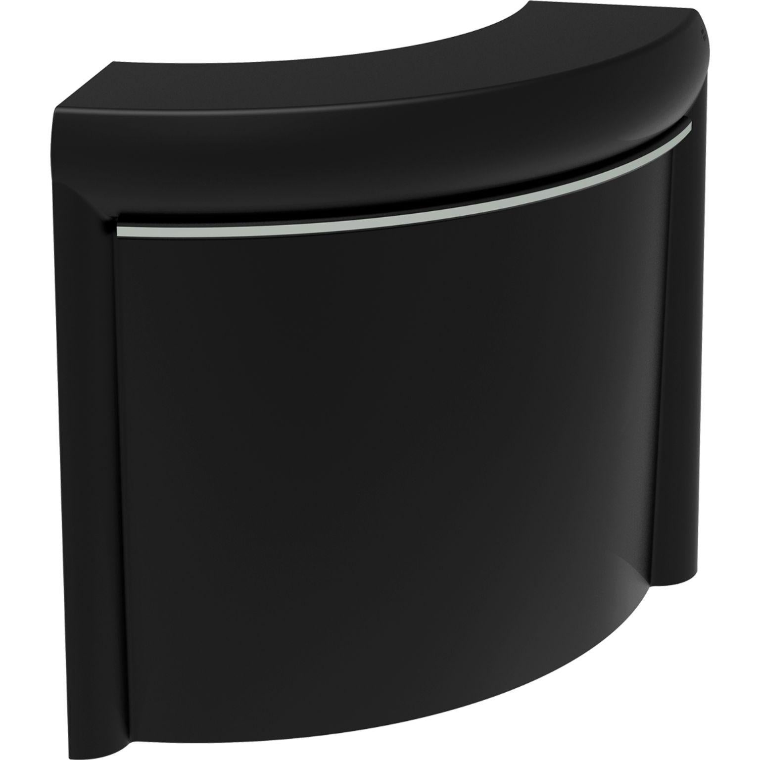 Curved black lacquered classe bar by MOWEE
Dimensions: D100 x W100 x H115 cm
Material: Polyethylene and stainless steel.
Weight: 31 kg
Also available in different colors, wheel kit optional, bar union kit optional, LED Lighting optional.