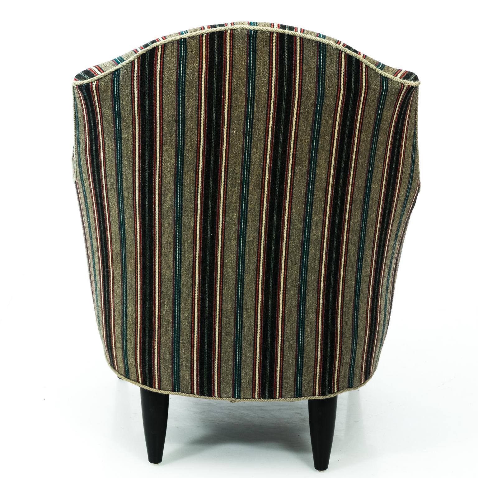 Wood Curved Black Slipper Chair, circa 1970