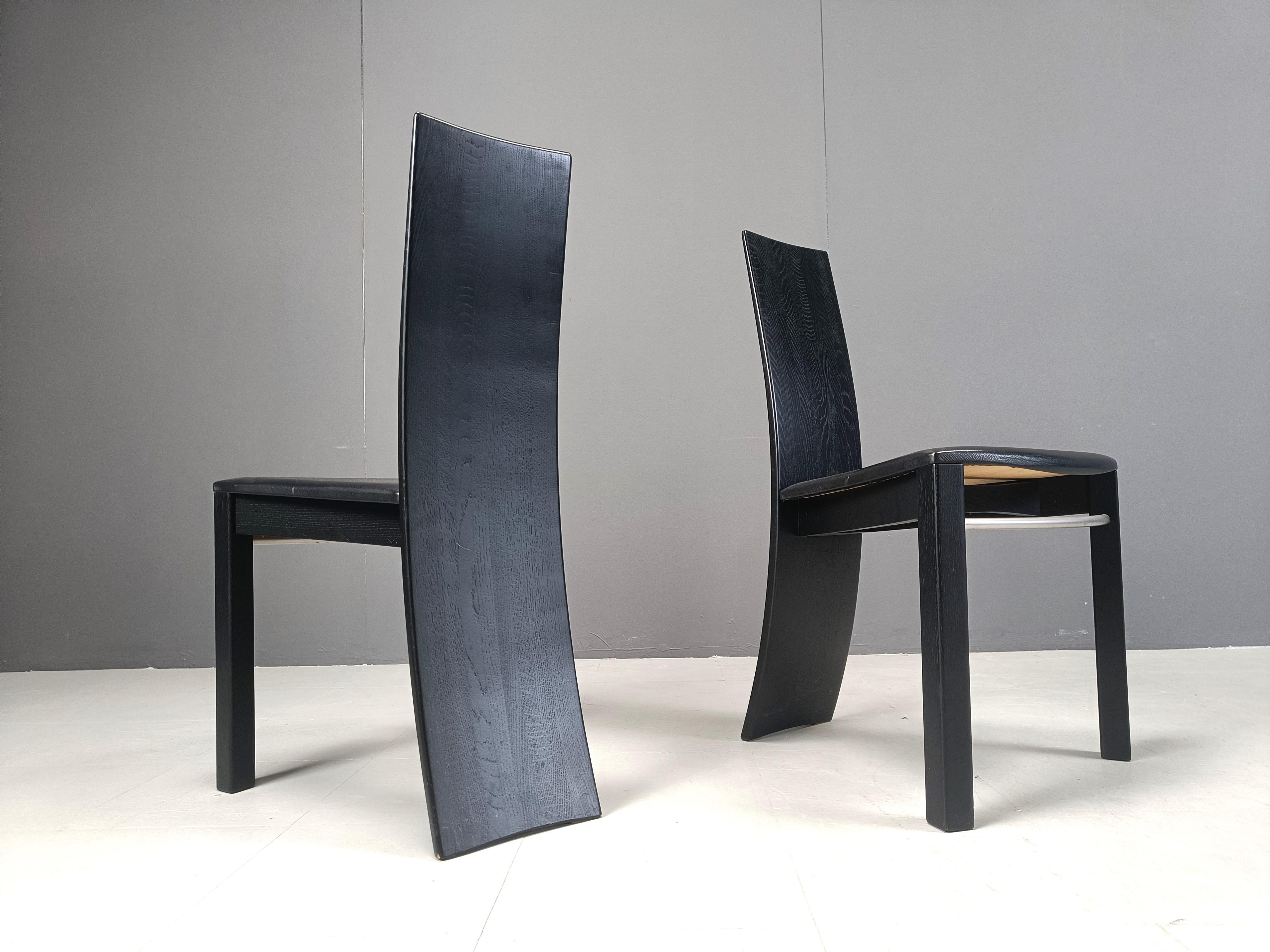 Curved black wooden dinng chairs, 1980s For Sale 3