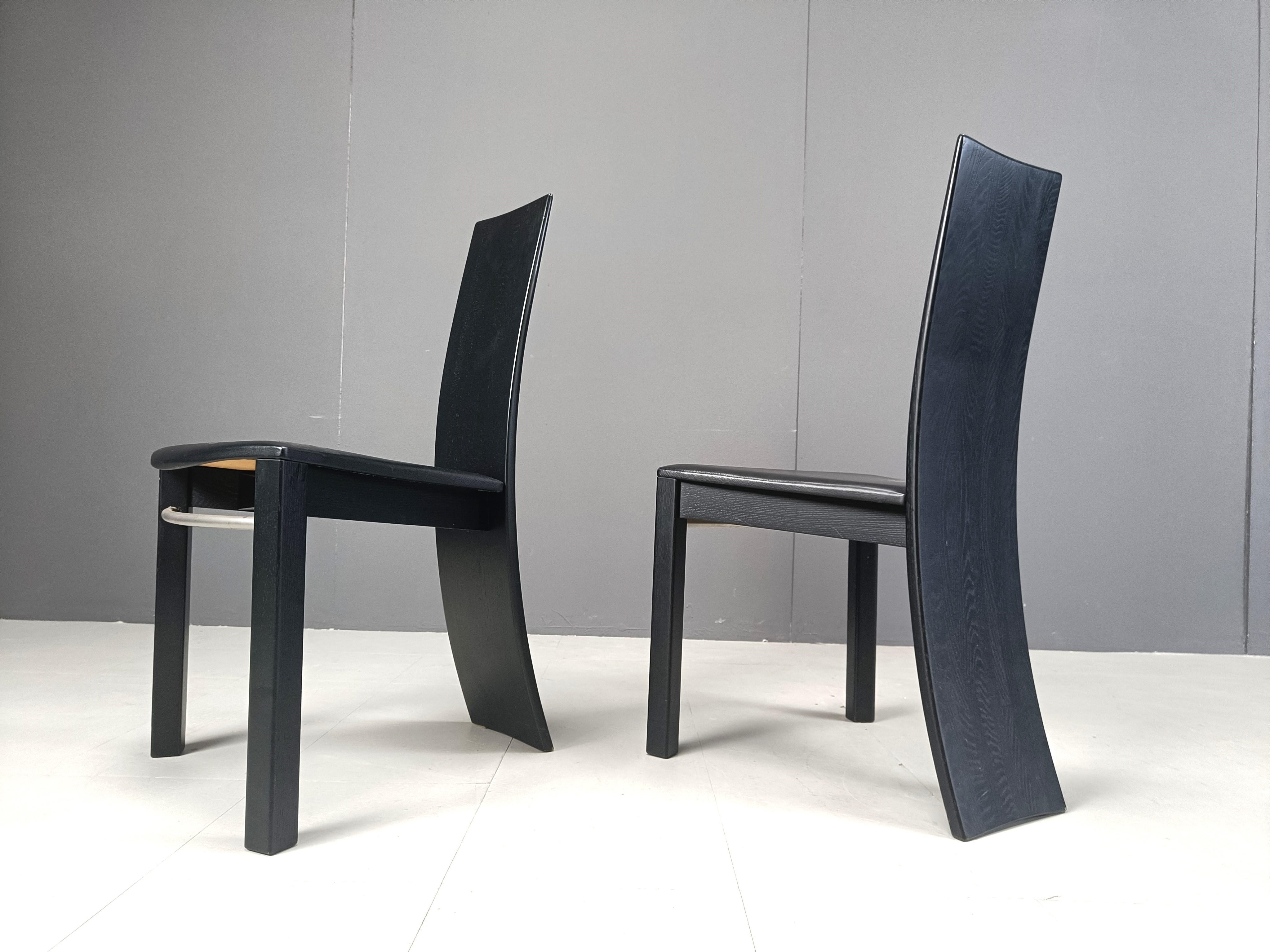Curved black wooden dinng chairs, 1980s For Sale 5