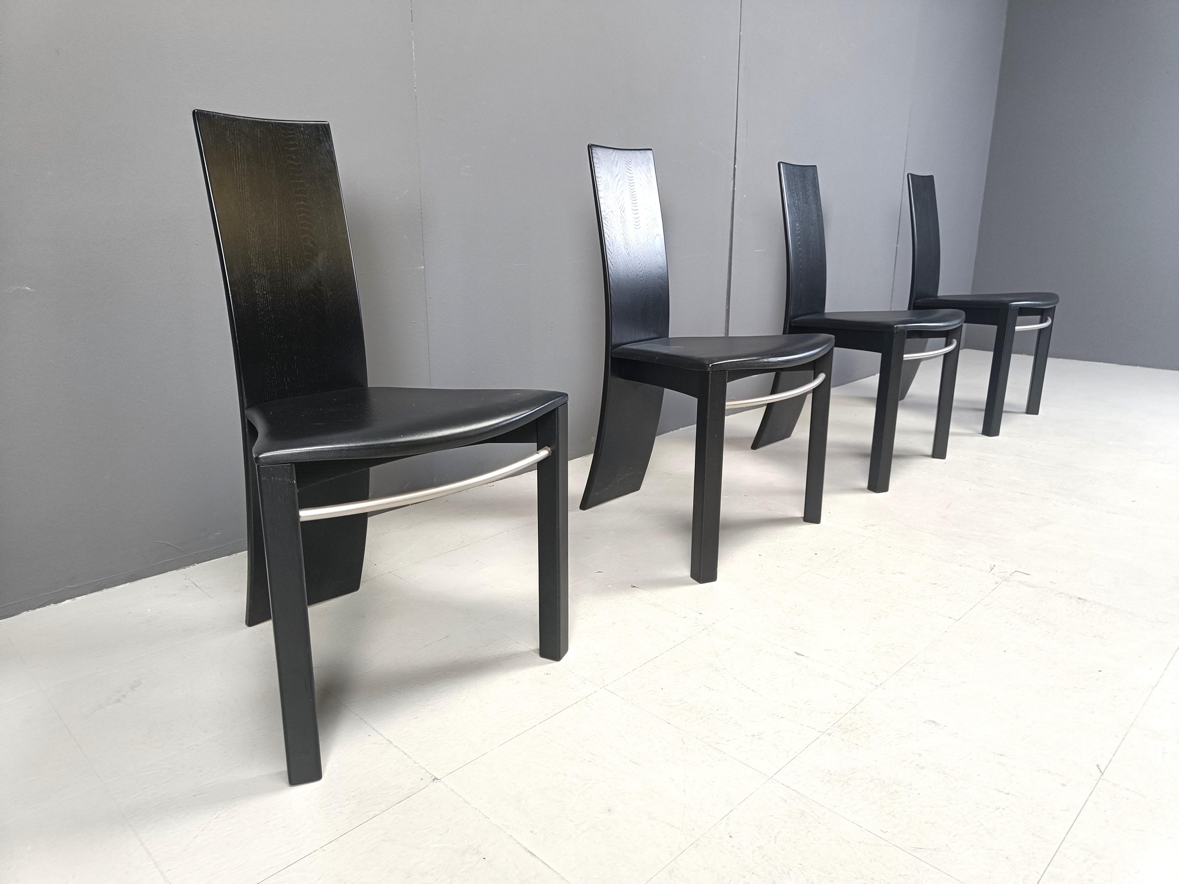 Bentwood Curved black wooden dinng chairs, 1980s For Sale