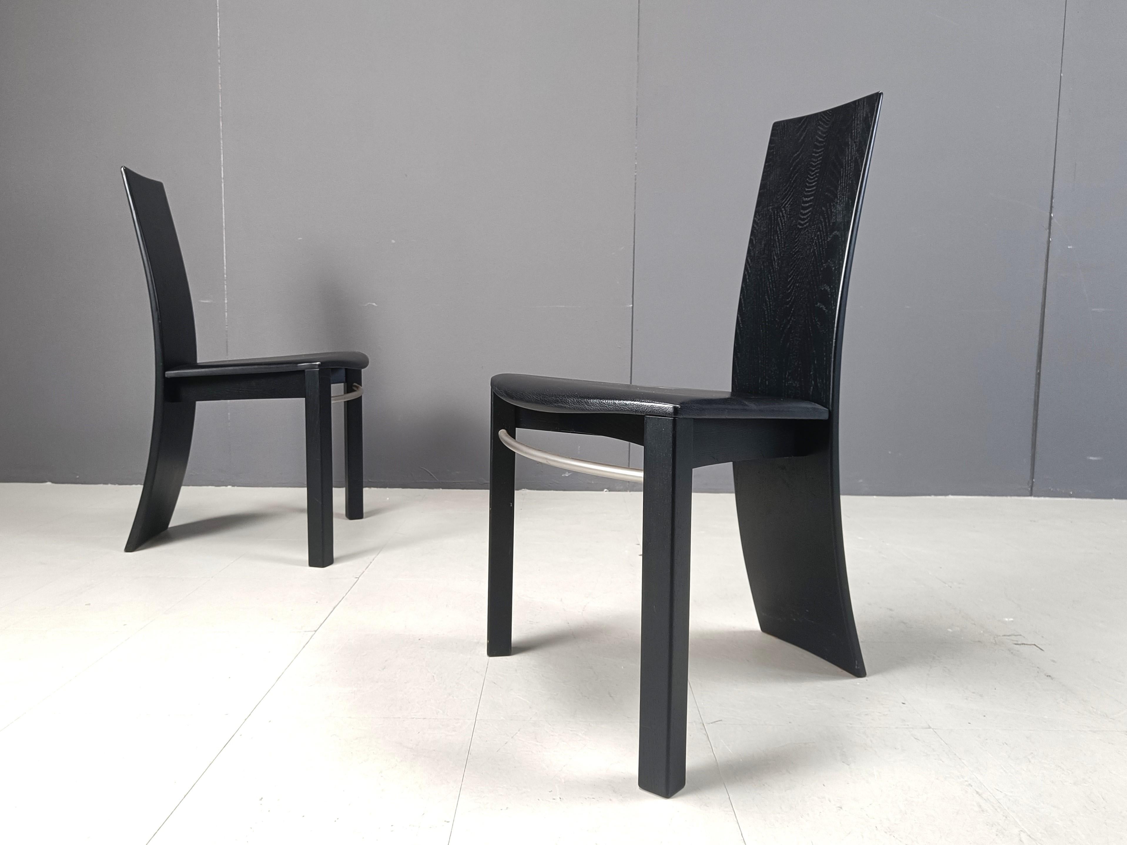 Curved black wooden dinng chairs, 1980s For Sale 2