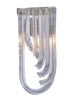 Curved Bluino Venini Sconces, Hand Blown Glass, Modern Design, Italy