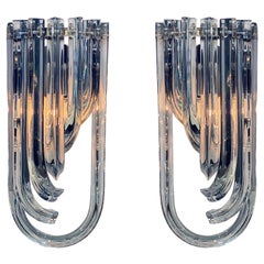 Curved “Bluino" Venini Sconces