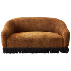 Curved Bohemian Style Settee with Bullion Fringe