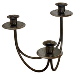 Curved Brass 3-Arm Candelabra Candleholder Swedish Mid-Century Modern 1970s