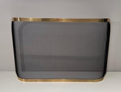 Curved Brass and Grilling Fireplace Screen