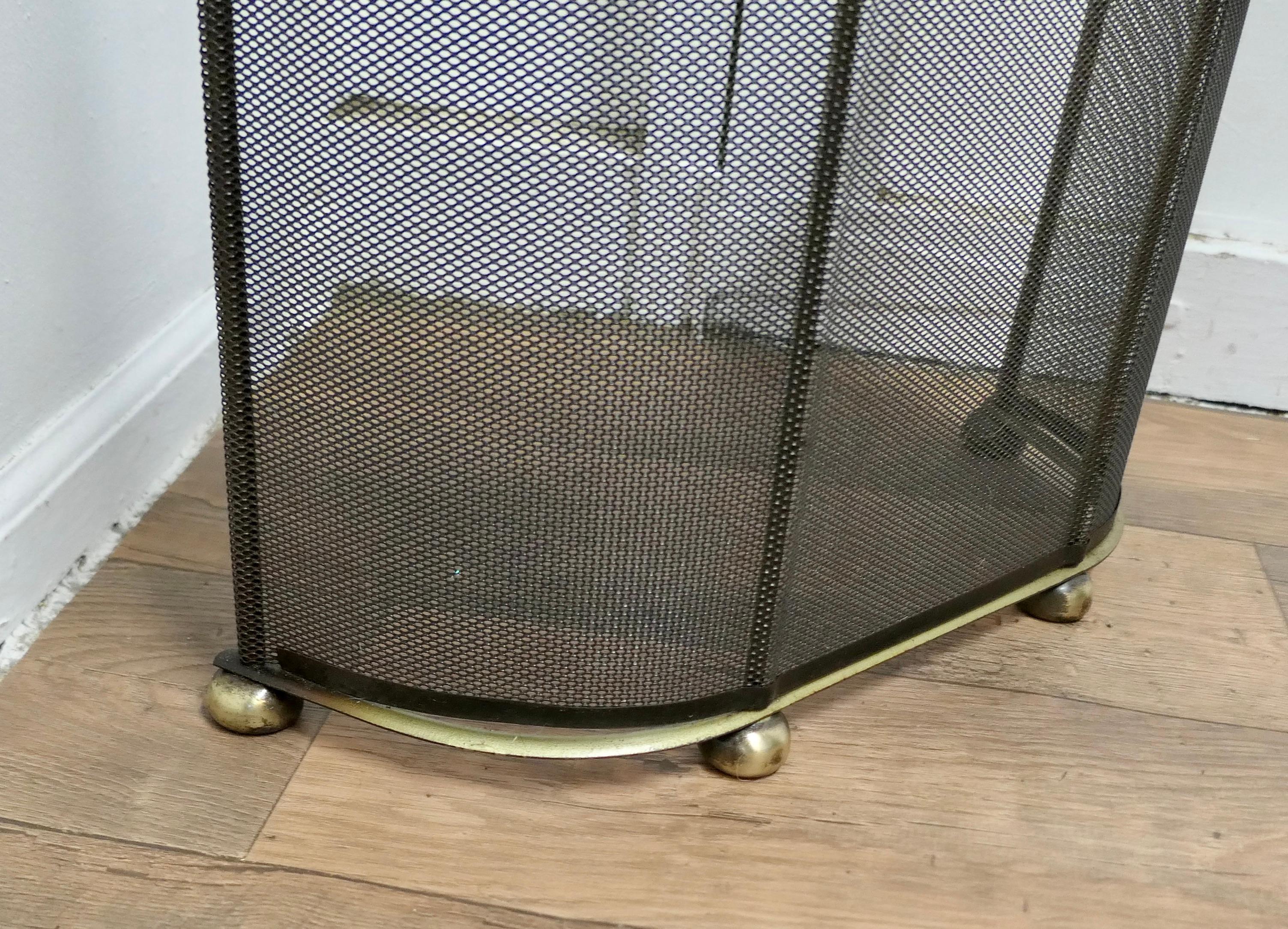 Mid-Century Modern  Curved Brass and Iron Nursery Fire Guard    For Sale