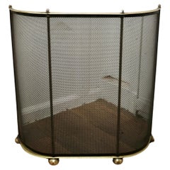 Used  Curved Brass and Iron Nursery Fire Guard   