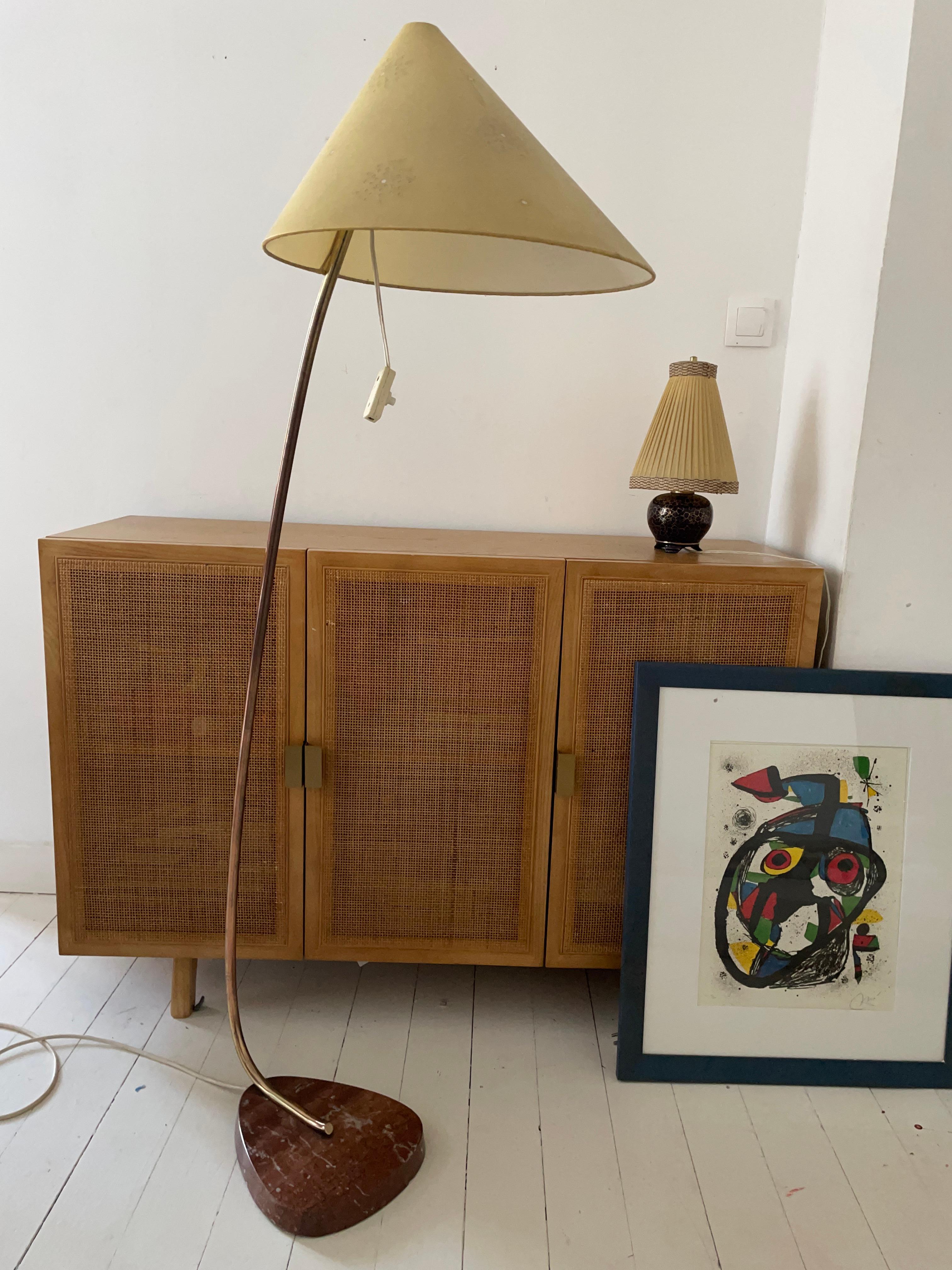 Curved Brass and Marble Floor Lamp Austria, 1950s 8