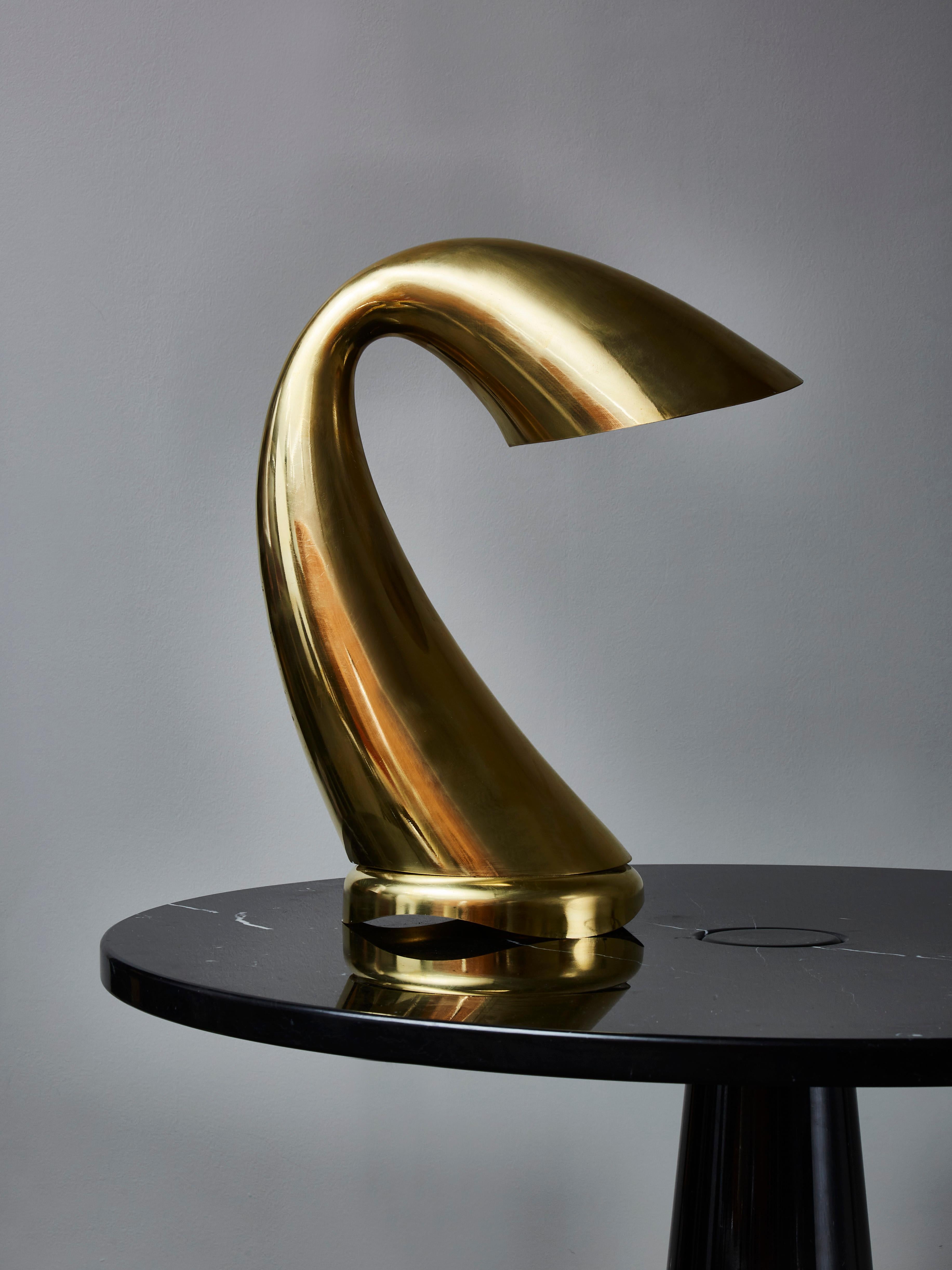 Italian Curved Brass Desk Lamp