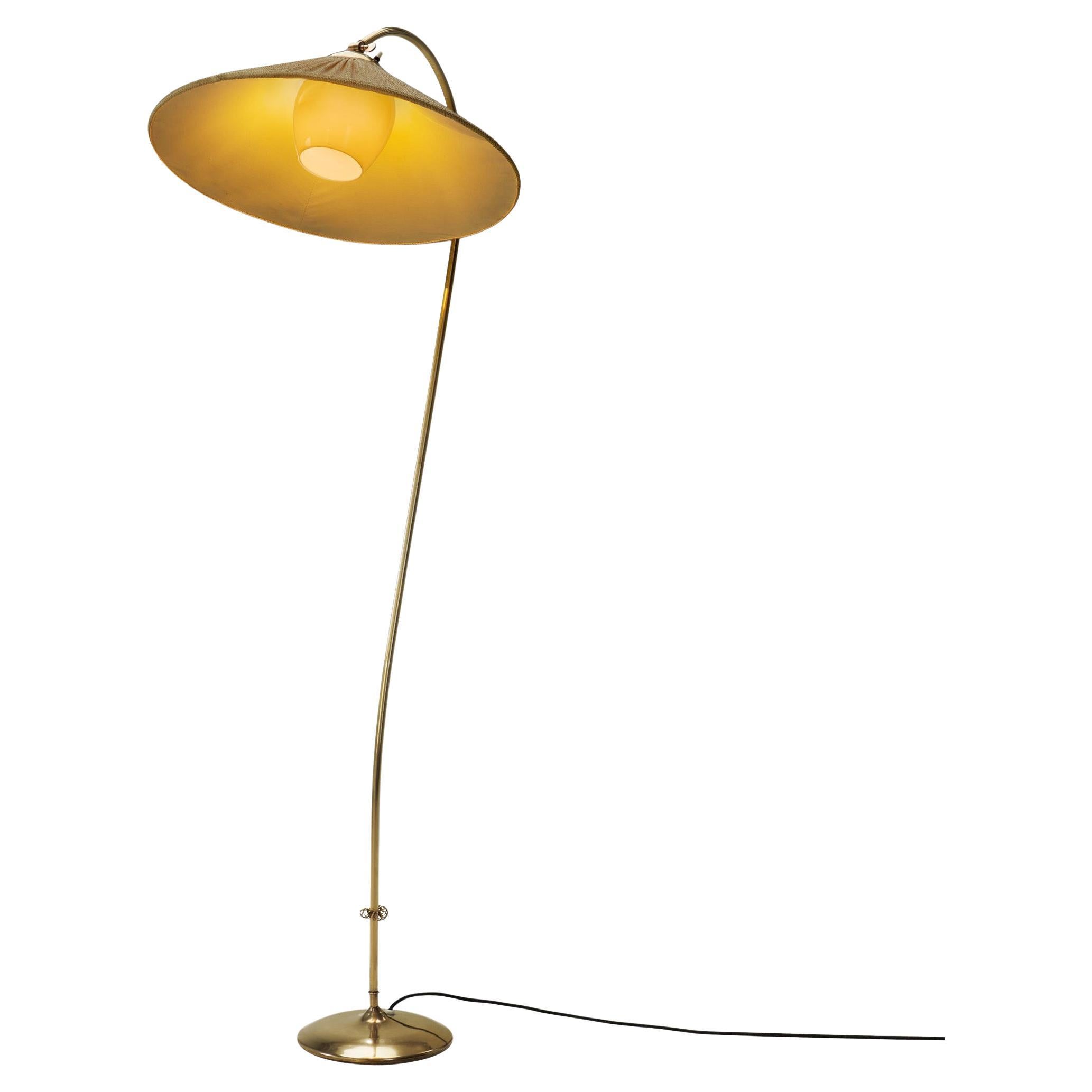 Curved Brass Floor Lamp, Europe Mid-20th Century