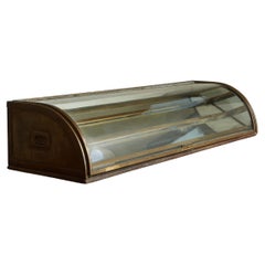 Antique Curved Brass + Glass Countertop Showcase Display, France 1920s