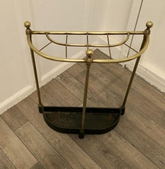 Curved Brass & Iron Stick Stand or Umbrella Stand