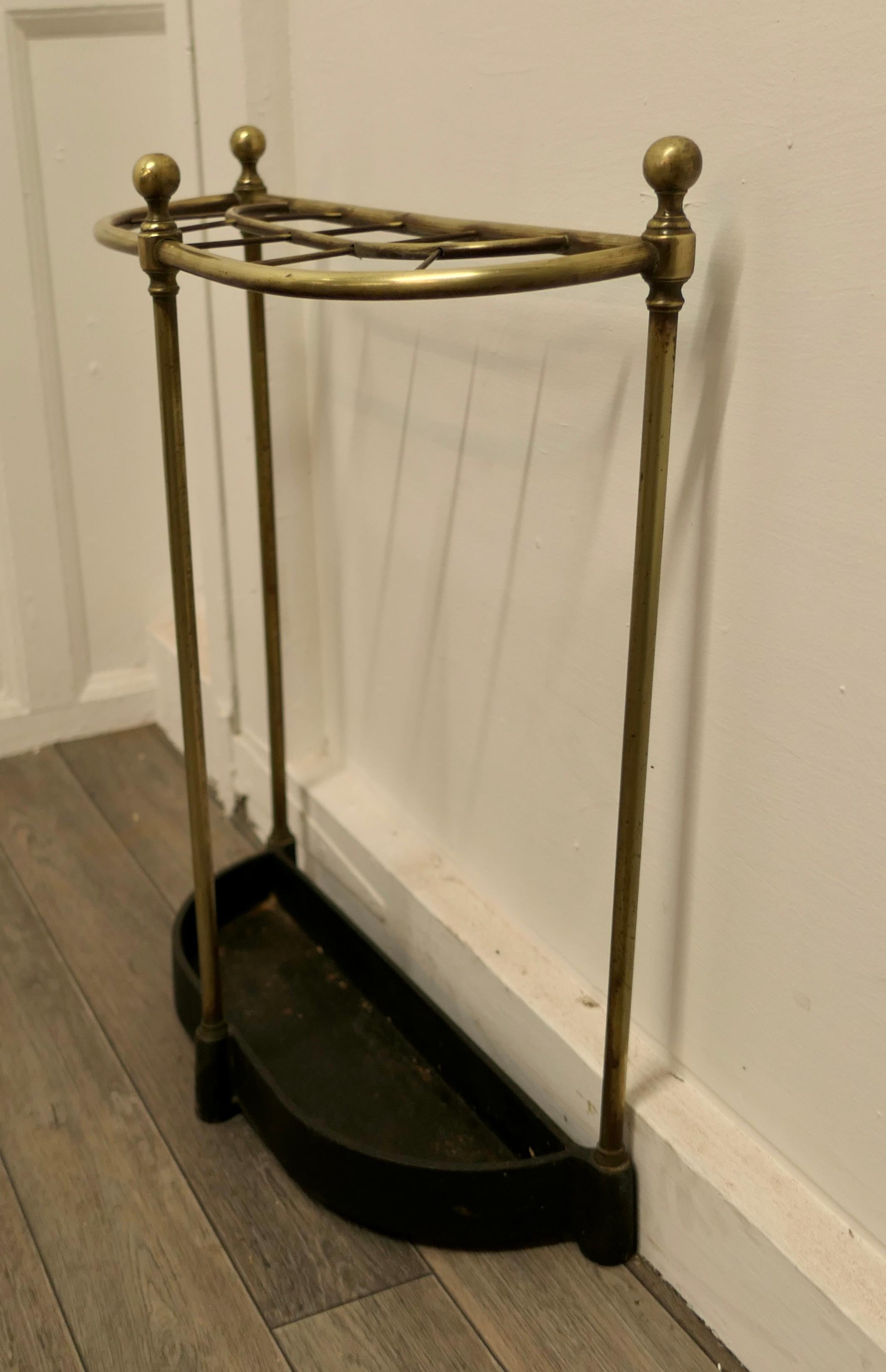 Adam Style Curved Brass & Iron Stick Stand or Umbrella Stand For Sale