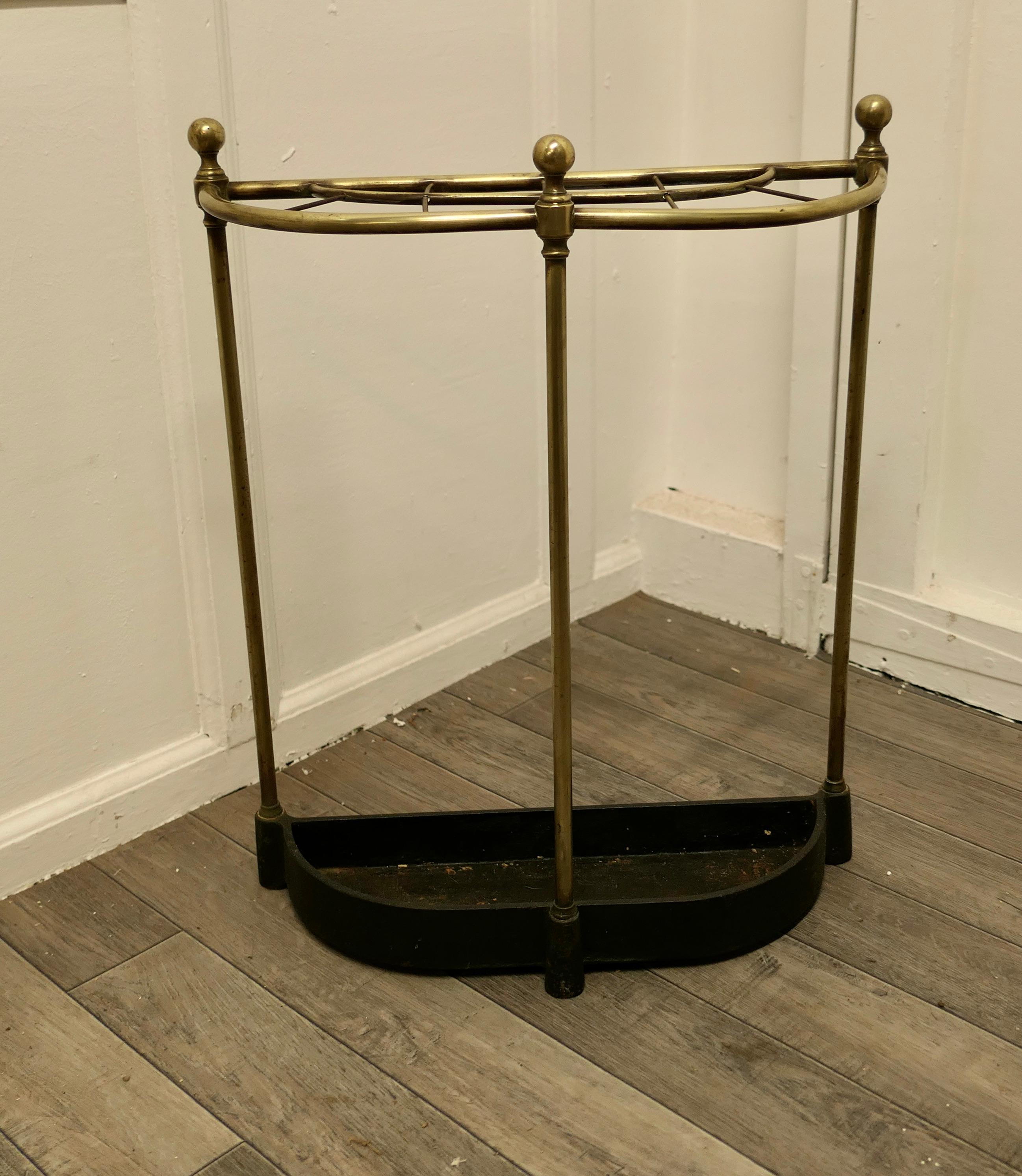 Curved Brass & Iron Stick Stand or Umbrella Stand For Sale 2