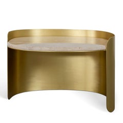 Curved Brass Oval Side Table