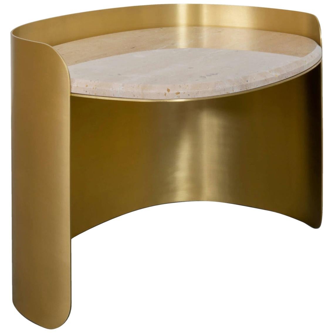 Curved Brass Oval Side Table