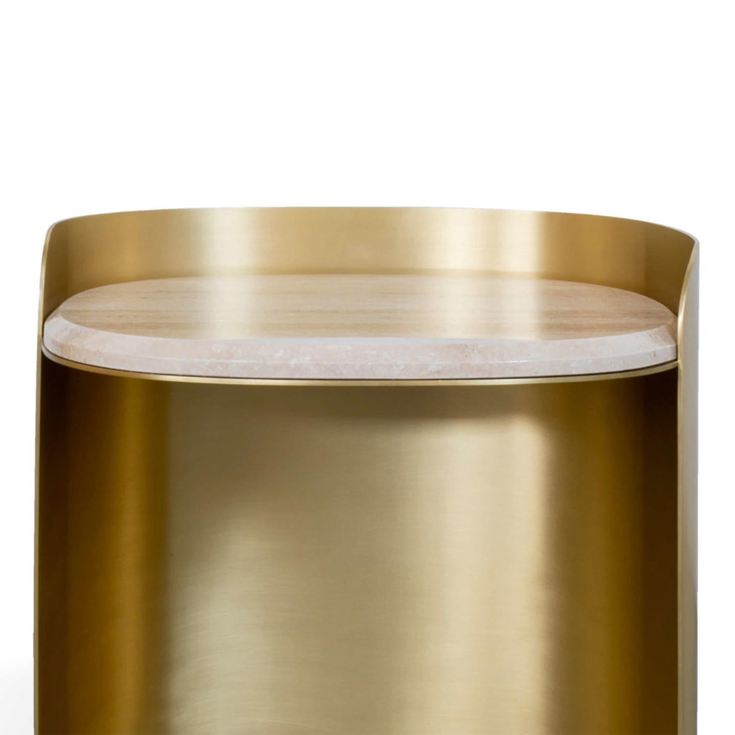 Portuguese Curved Brass Side Table For Sale