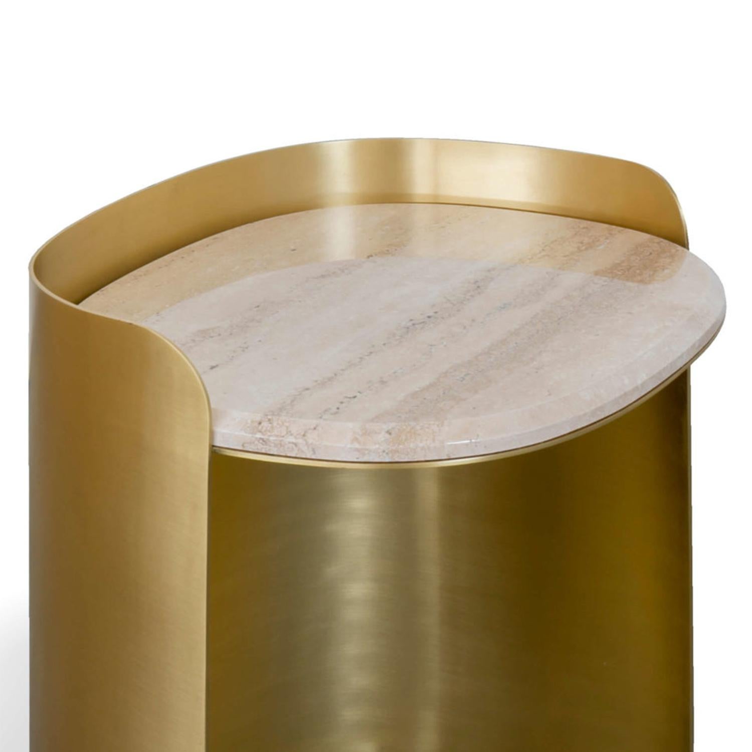 Hand-Crafted Curved Brass Side Table For Sale