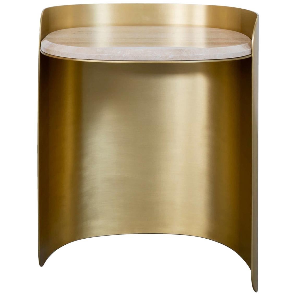 Curved Brass Side Table For Sale