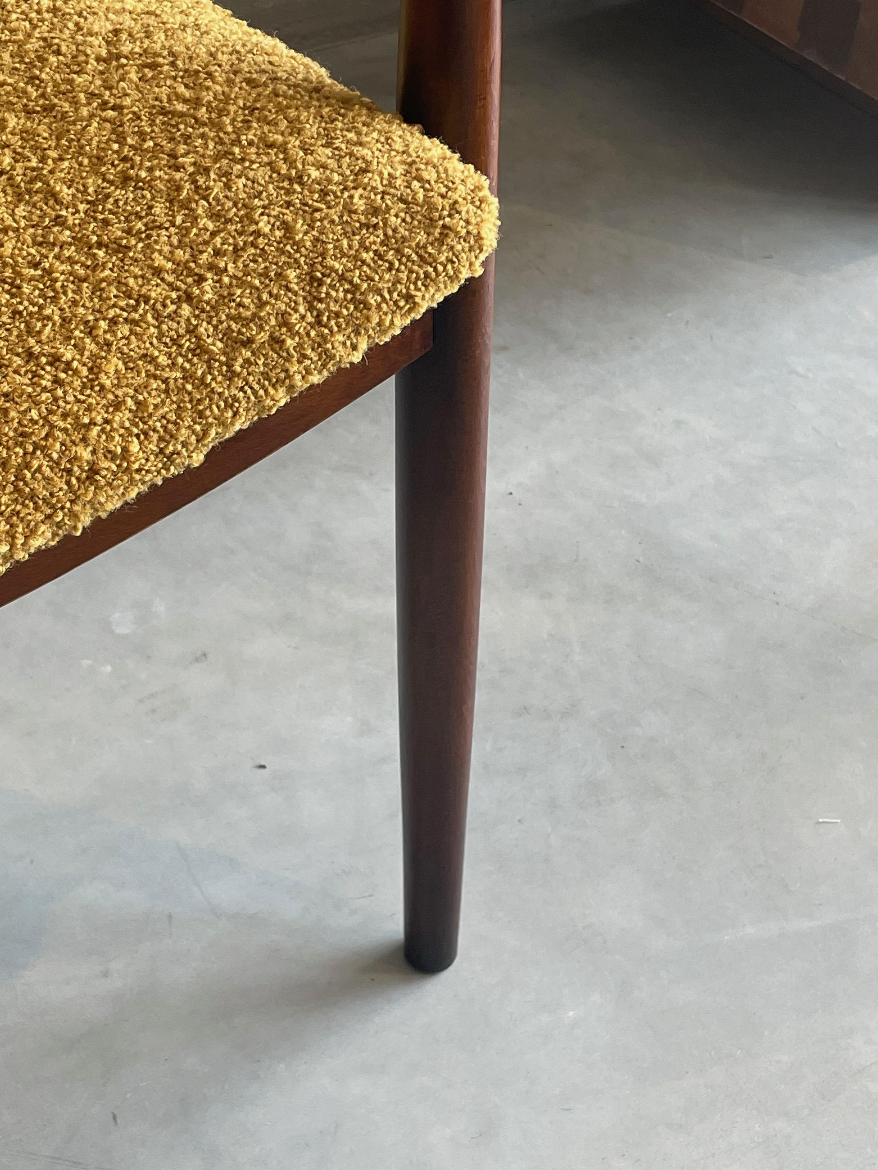 Upholstery Curved Cane Back Pair Chairs, Spain, Mid Century For Sale