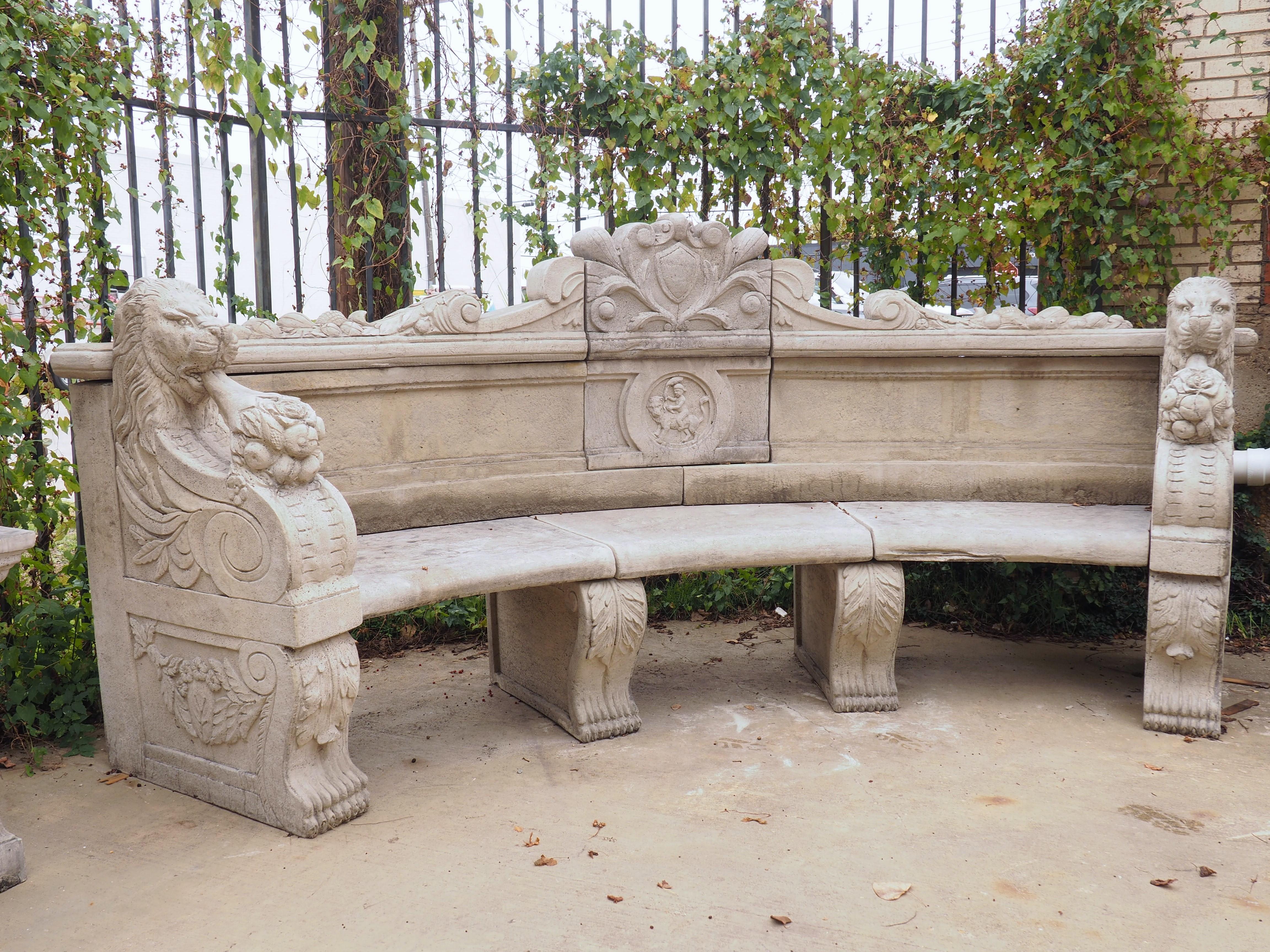 Curved Cast Stone Garden Bench from Northern France 4