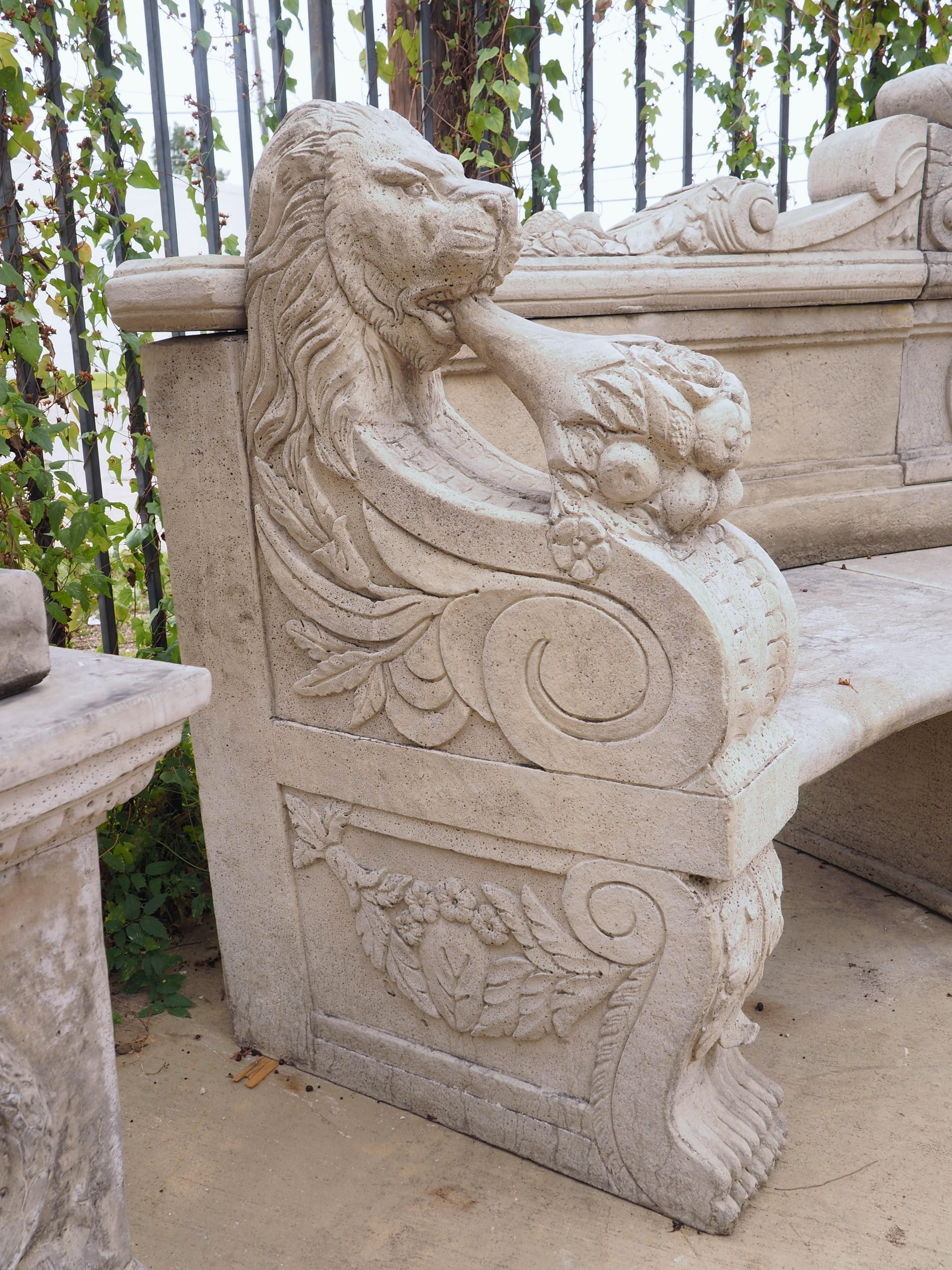 Curved Cast Stone Garden Bench from Northern France 7