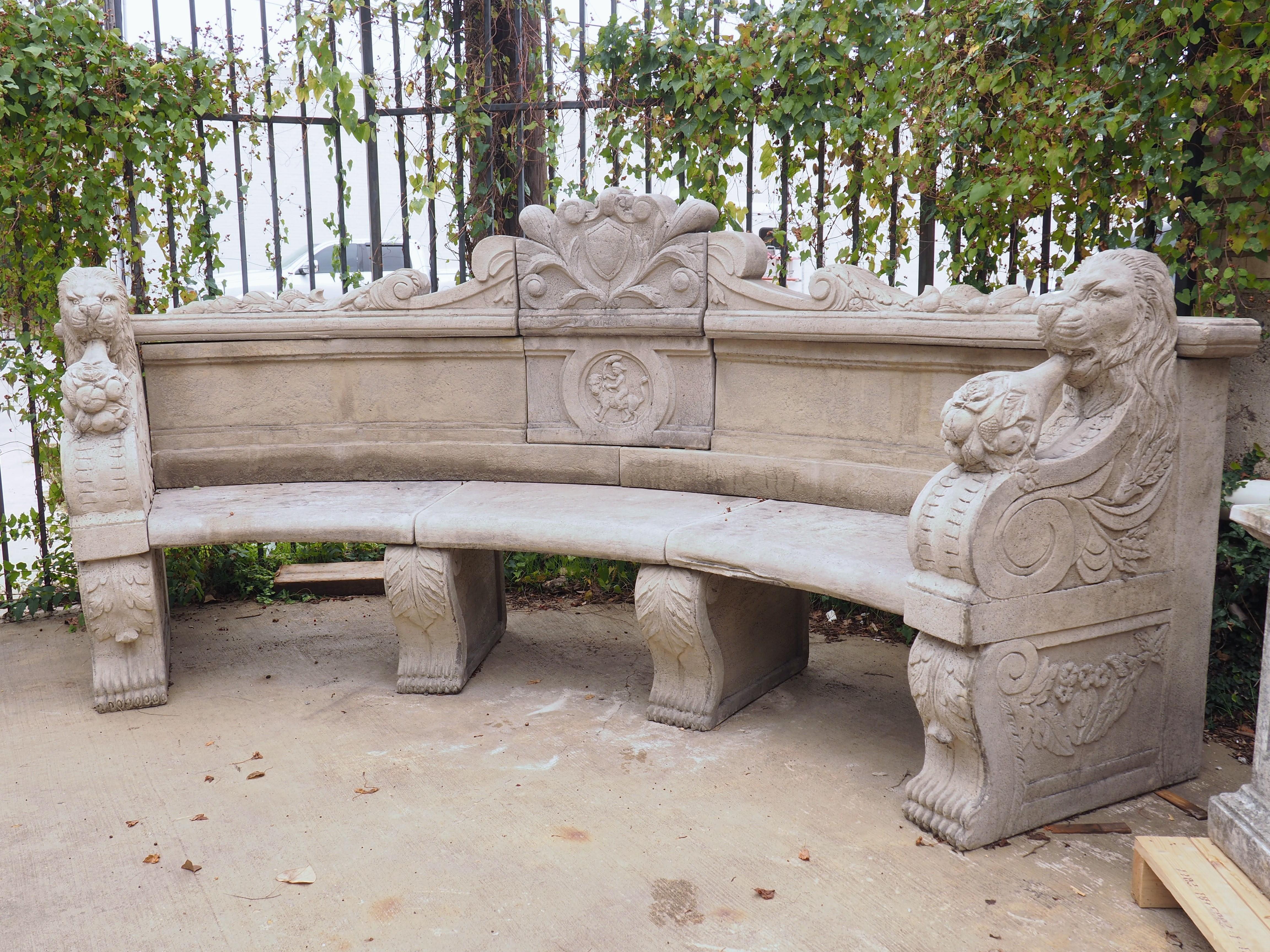 Curved Cast Stone Garden Bench from Northern France 8