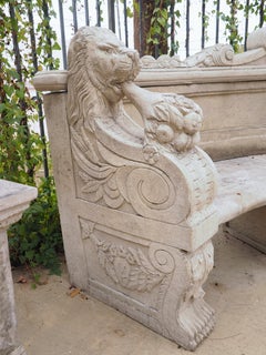 Curved Cast Stone Garden Bench from Northern France