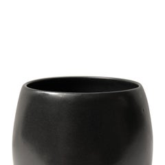 Curved Ceramic Vase with Black Lustre Glaze and Pointed Base by Sandi Fellman