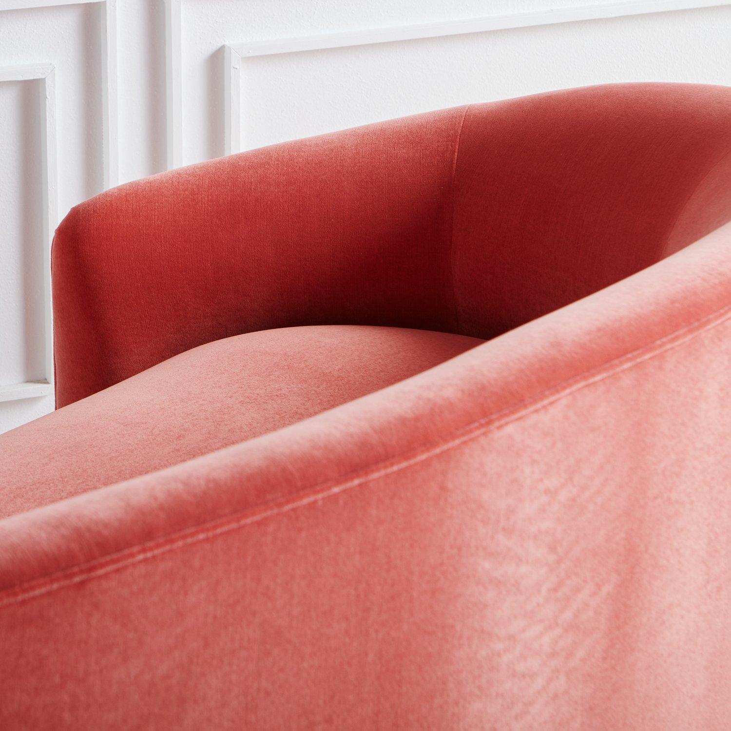 Curved Chaise Lounge in Pink Velvet, USA 20th Century 5