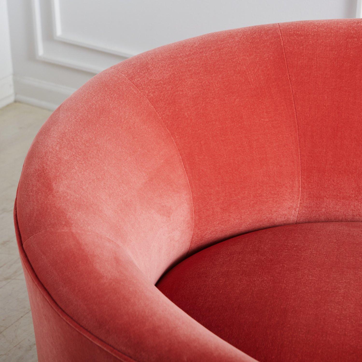Curved Chaise Lounge in Pink Velvet, USA 20th Century 1