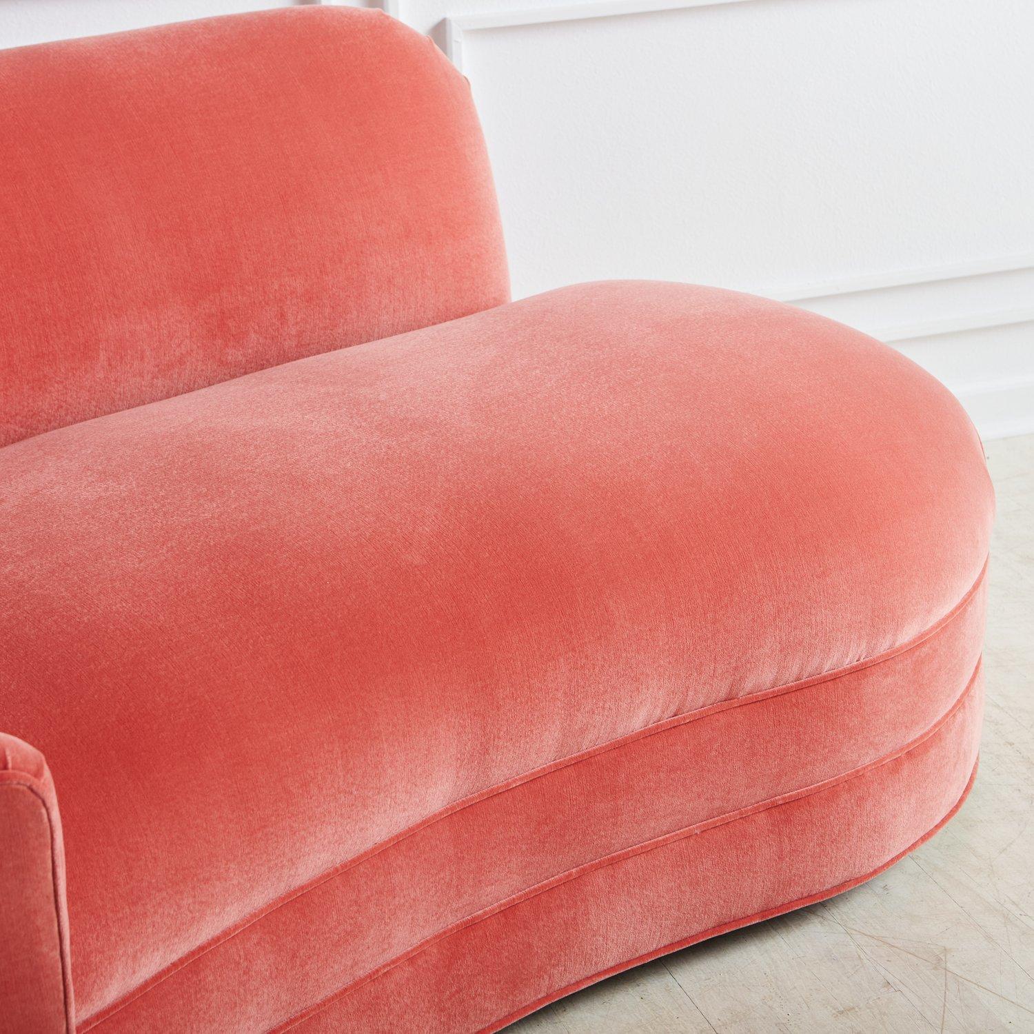 Curved Chaise Lounge in Pink Velvet, USA 20th Century 2