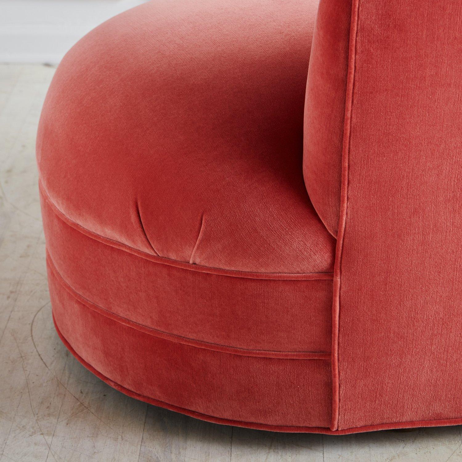 Curved Chaise Lounge in Pink Velvet, USA 20th Century 4