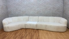 Curved Channel Back Serpentine Sectional Sofa Newly Upholstered in Alpaca Wool