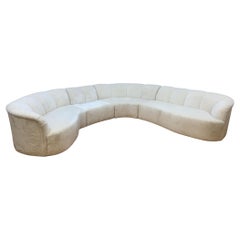 Curved Channel Back Serpentine Sectional Sofa Newly Upholstered in Alpaca Wool