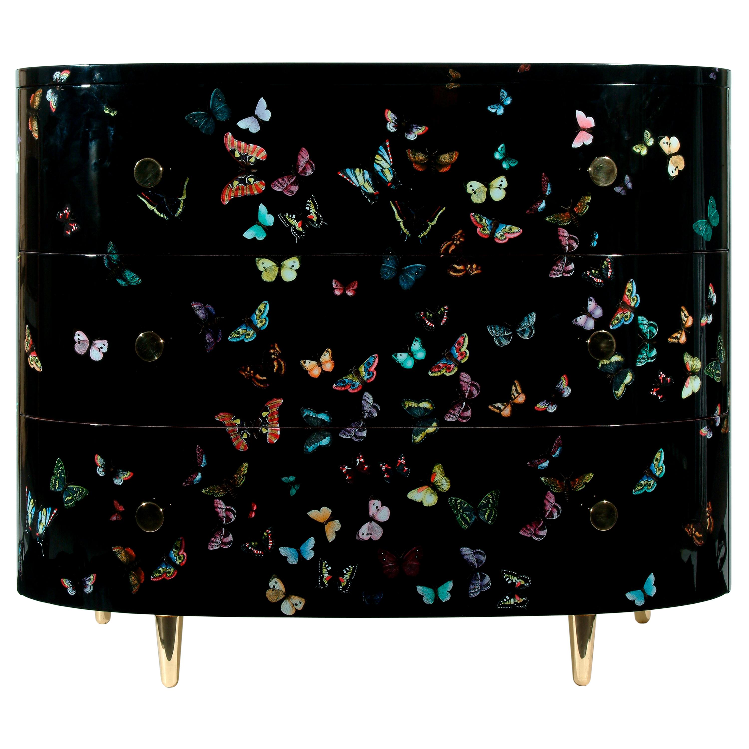 Curved Chest of Drawers Farfalle Color/Black