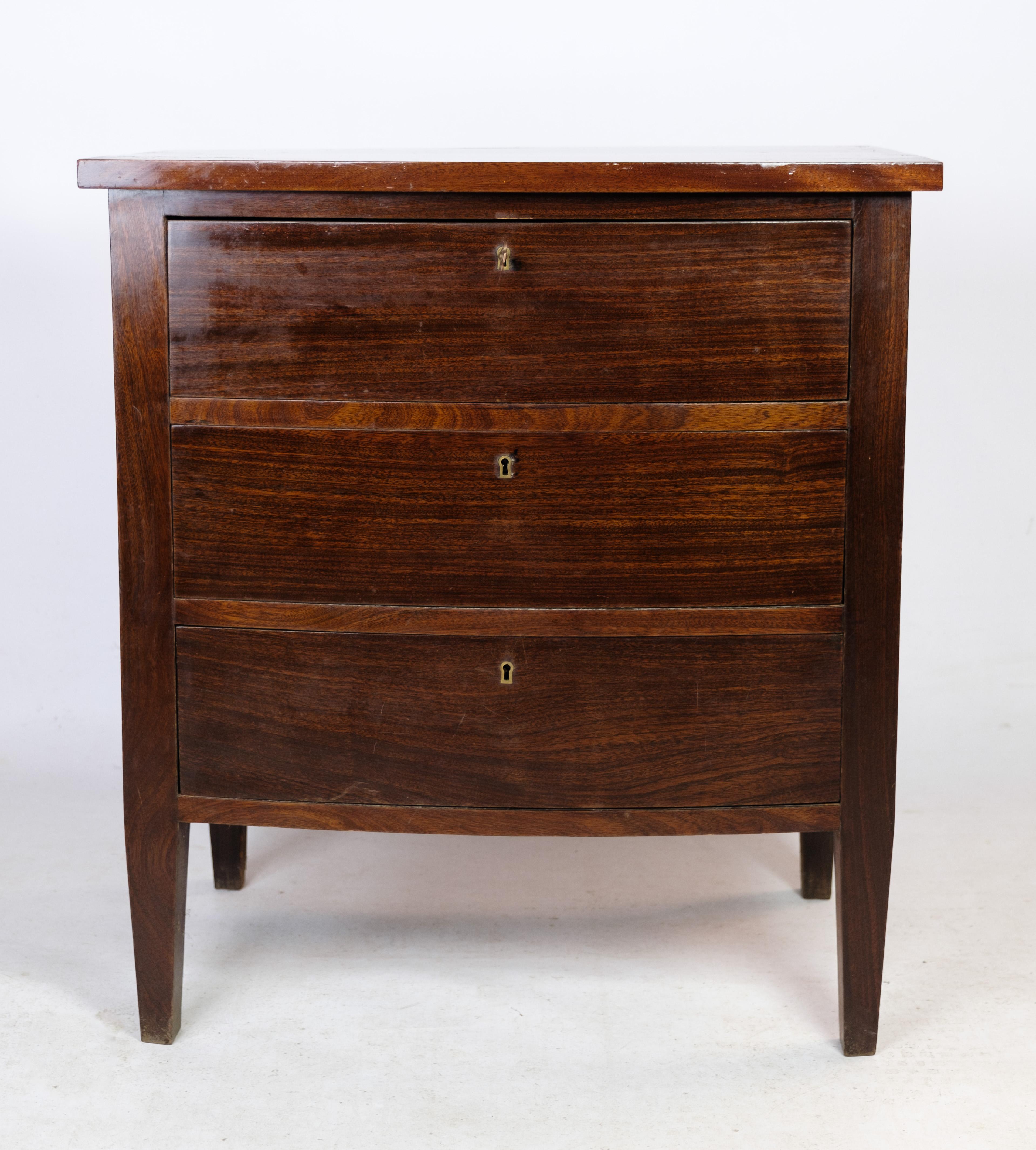 Curved Chest of Drawers, Mahogany, Three Drawers, 1890 For Sale 2